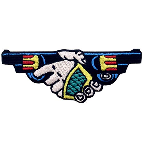 ZEGIN Aufnäher, bestickt, Handschlag mit Waffen, 1 Stück, Militärisch, Kampf, bestickt, Polyester, 10 x 4 cm, maschinenwaschbar, hitzeaktivierter Klebstoff, zum Aufbügeln oder Aufnähen von ZEGIN