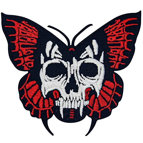 Aufnäher, bestickt, Design: Schädel-Gesichts-Schmetterling, zum Aufbügeln oder Aufnähen Aufnäher, bestickt, Design: Schädel-Gesichts-Schmetterling, zum Aufbügeln oder Aufnähen von ZEGIN