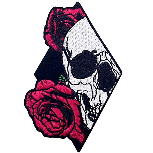 Aufnäher, bestickt, Design: Schädel und Rose, zum Aufbügeln oder Aufnähen Aufnäher, bestickt, Design: Schädel und Rose, zum Aufbügeln oder Aufnähen von ZEGIN
