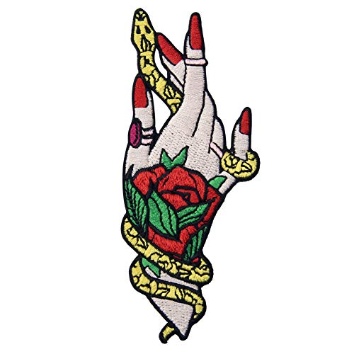 ZEGIN Aufnäher/Aufbügler/Schlange/Hexe, Blumen-Design, 4 x 10 cm, 1 Stück, Blumig, Patch, Aufbügeln von ZEGIN