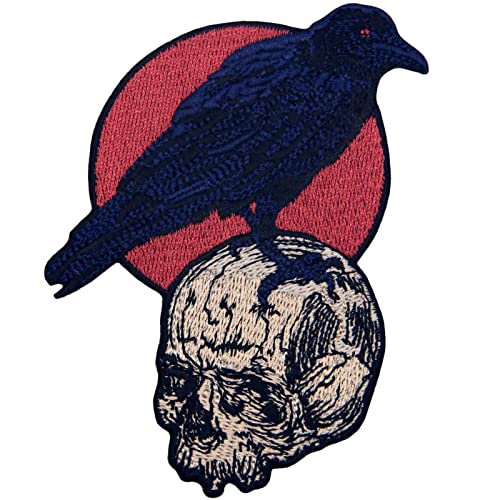 Aufnäher, bestickt, Motiv The Raven On The Skull von ZEGIN