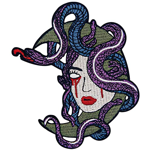 Bleeding Medusa Schlange Winding The Moon Patch Embroidered Applique Badge Iron On Sew On Emblem von ZEGIN