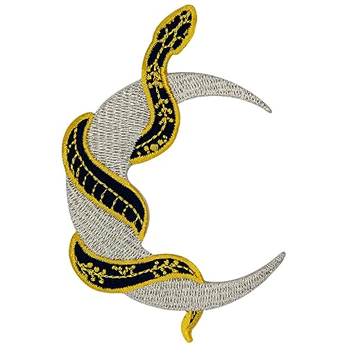 Old Tribe Snake Twisting Silvery Moon Patch Embroidered Applique Badge Iron On Sew On Emblem von ZEGIN