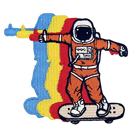Spaceman Astronaut Skateboard-Aufnäher, bestickt, zum Aufbügeln oder Aufnähen von ZEGIN