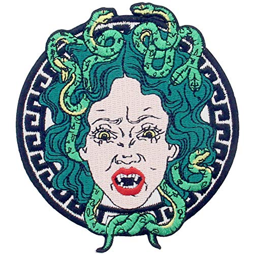 ZEGIN Aufnäher, Bestickt, Design: Die wütende Medusa, zum Aufbügeln oder Aufnähen von ZEGIN