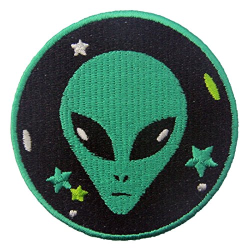 Aufnäher, bestickt, Design: Grünes Alien, zum Aufbügeln oder Aufnähen von ZEGIN