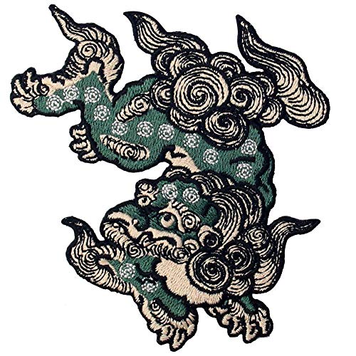 ZEGIN Aufnäher, Bestickt, Design: Komainu Wachhund, zum Aufbügeln oder Aufnähen von ZEGIN