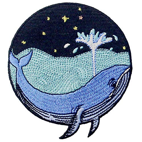 ZEGIN Aufnäher, Bestickt, Design: Wal im Meer, zum Aufbügeln oder Aufnähen von ZEGIN
