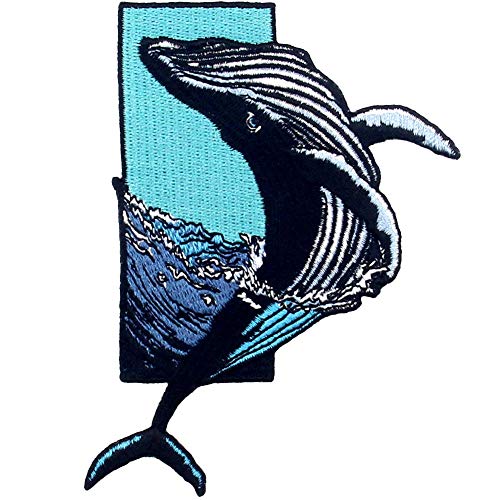 Hampback Wal Sprung vom Meer bestickte Applikation Abzeichen zum Aufbügeln oder Aufnähen von ZEGINs