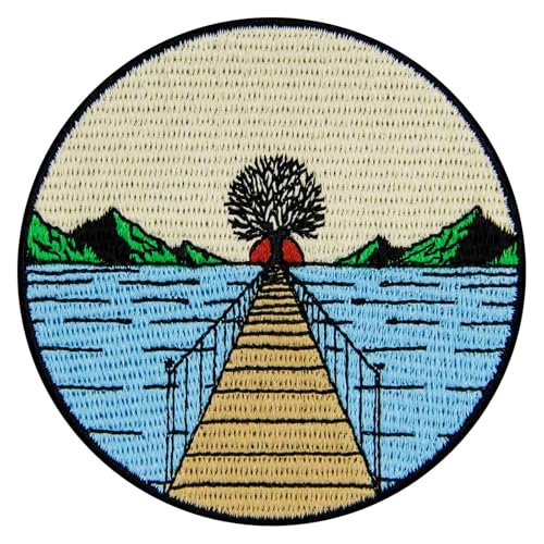 ZEGINs Aufnäher, Motiv: Die schöne Landschaft in der Ferne, bestickt, zum Aufbügeln oder Aufnähen von ZEGINs