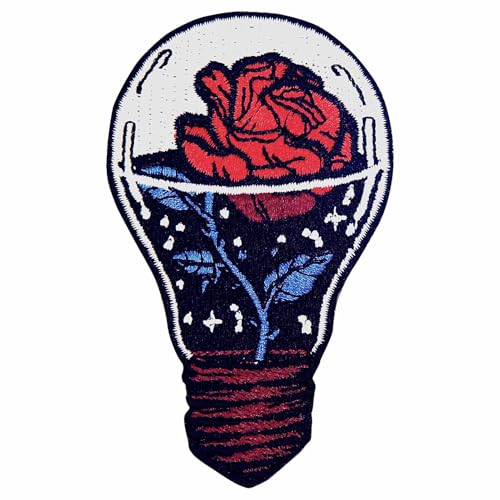 ZEGINs Aufnäher, Motiv: Rose in der Glühbirne, bestickt, zum Aufbügeln oder Aufnähen ZEGINs Aufnäher, Motiv: Rose in der Glühbirne, bestickt, zum Aufbügeln oder Aufnähen von ZEGINs