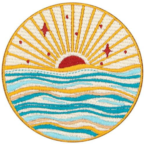 ZEGINs Aufnäher, Motiv: Sonnenaufgang aus dem Meer, bestickt, zum Aufbügeln oder Aufnähen ZEGINs Aufnäher, Motiv: Sonnenaufgang aus dem Meer, bestickt, zum Aufbügeln oder Aufnähen von ZEGINs