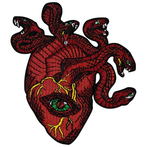 ZEGINs Aufnäher mit Schlangenherz und Allsehendem Auge, bestickt, zum Aufbügeln oder Aufnähen ZEGINs Aufnäher mit Schlangenherz und Allsehendem Auge, bestickt, zum Aufbügeln oder Aufnähen von ZEGINs