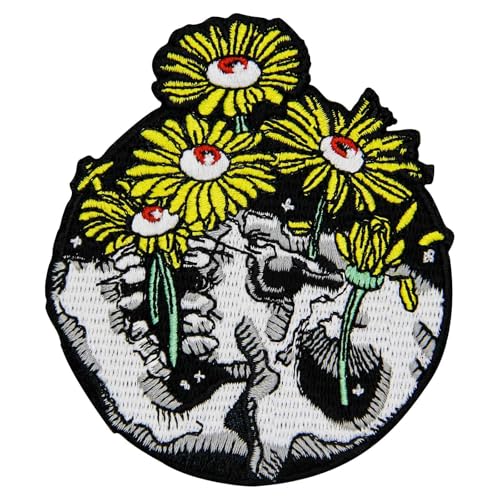 ZEGINs Death and Hope Daisy Grow Up On Skull Patch Embroidered Applique Badge Iron On Sew On Emblem ZEGINs Death and Hope Daisy Grow Up On Skull Patch Embroidered Applique Badge Iron On Sew On Emblem von ZEGINs