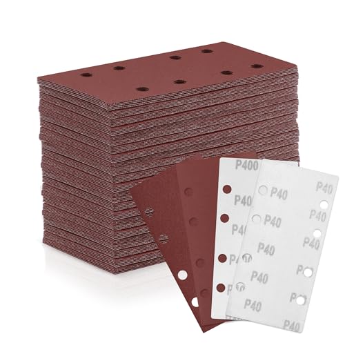 ZEHIQ 100 Stk Schleifblatt Set, 93mm x 185mm Schleifpapier Körnung 40/80/120/240/400, 8 Löcher Sandpapier mit Klett verschiedene Zubehör Materialien für Schwingschleifer ZEHIQ 100 Stk Schleifblatt Set, 93mm x 185mm Schleifpapier Körnung 40/80/120/240/400, 8 Löcher Sandpapier mit Klett verschiedene Zubehör Materialien für Schwingschleifer von ZEHIQ