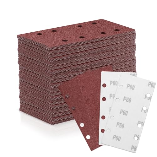 ZEHIQ 100 Stk Schleifblatt Set, 93mm x 185mm Schleifpapier Körnung 60, 8 Löcher Sandpapier mit Klett verschiedene Zubehör Materialien für Schwingschleifer ZEHIQ 100 Stk Schleifblatt Set, 93mm x 185mm Schleifpapier Körnung 60, 8 Löcher Sandpapier mit Klett verschiedene Zubehör Materialien für Schwingschleifer von ZEHIQ