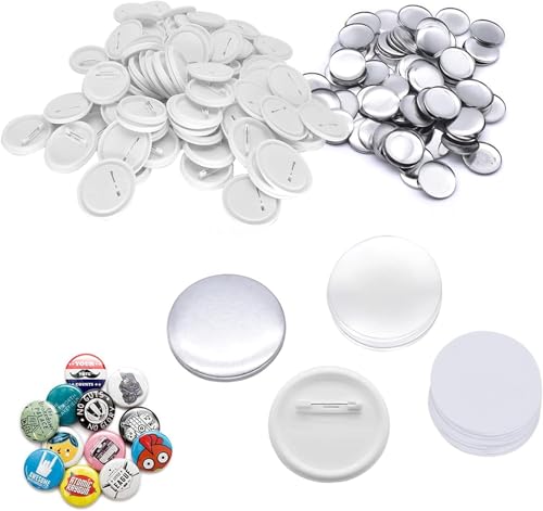 Buttonrohlinge, 100er Set Buttons Selber Machen, Ansteckbuttons Set, DIY Pins Buttons Design EIN Abzeichen, Buttons Selber Machen für Foto Bild (Silber, 58mm) von ZEHOYIC