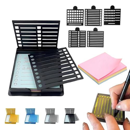 Smarter Sticky Note Kit, Sticky Note Stencil, Stickys Notes Holder with Five Templates And 100 Sheets 3x3 Inch Notes, Perfect for to-Do Lists Home Office (1Pc Black) von ZEID