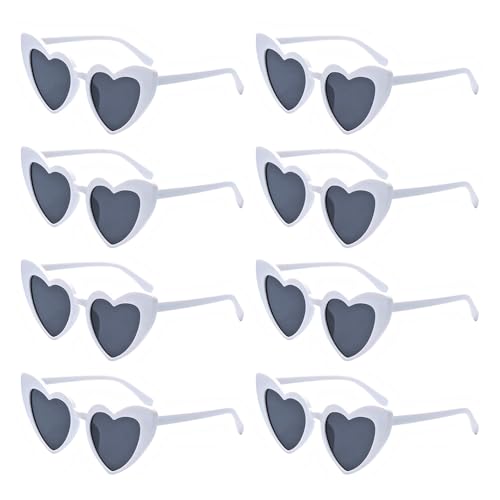8 Stück Herz Sonnenbrille für Damen, Vintage Herzform Brille Herz Sonnenbrille 90er Jahre Hippie Brille Partybrille, JGA Brille Team Braut Herz Brille für Party, Halloween, Weihnachten, Hochzeit 8 Stück Herz Sonnenbrille für Damen, Vintage Herzform Brille Herz Sonnenbrille 90er Jahre Hippie Brille Partybrille, JGA Brille Team Braut Herz Brille für Party, Halloween, Weihnachten, Hochzeit von ZEIEYA