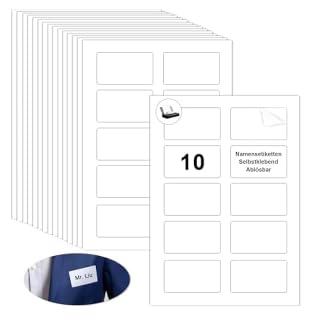 150 Stück Namensschilder Für Kleidung 80 X 50 mm Etiketten Selbstklebend Namensetiketten Ablösbar Selbstklebend, Bedruckbar Namensetiketten für Kleidung Rückstandsfrei Abziehbare Acetatseide 150 Stück Namensschilder Für Kleidung 80 X 50 mm Etiketten Selbstklebend Namensetiketten Ablösbar Selbstklebend, Bedruckbar Namensetiketten für Kleidung Rückstandsfrei Abziehbare Acetatseide von ZEKUN