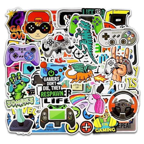 50 PCS Video Gaming Spiel Sticker Aufkleber für Laptop, Telefon, Wasserflasche, Skateboard, Koffer, Gitarre, Pad, niedliche ästhetische Vinyl Aufkleber, Wasserdicht, Scrapbook Aufkleber (I) von ZELAITE