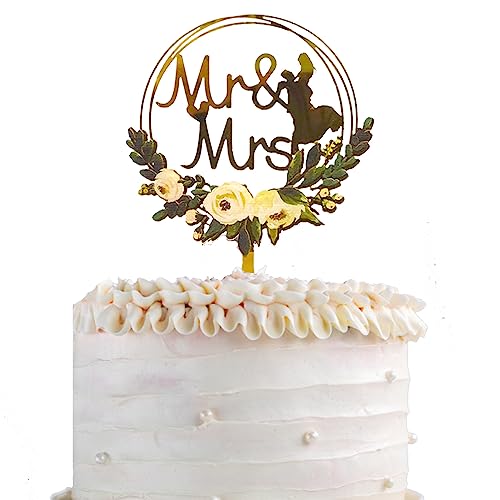 Cake Topper Hochzeit, Topper Torten Acryl Kuchen Aufsatz Topper Tortenstecker, Mr & Mrs Deko Hochzeit, Cake Topper Personalisiert für Hochzeitstorten und Partytorten (B) von ZELAITE