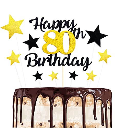 Geburtstag Tortendeko 80, Happy Birthday 80 Cake Topper, 80. Geburtstag Kuchendeko 80 Tortenaufsätze zum 80. Geburtstag, Tortenaufsätze für Junge Mädchen 80. Geburtstag Party Kuchen Dekoration (80) von ZELAITE