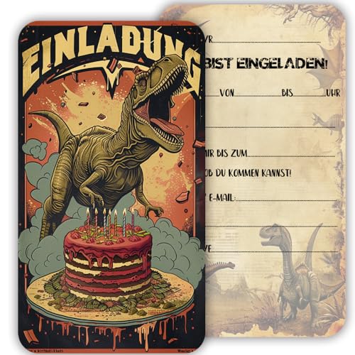 ZELAITE 12 dinosaur Einladungskarten zum Kindergeburtstag, Einladung Kindergeburtstag für Mädchen Jungen Geburtstagseinladungen Kinder Geburtstagsfeier Kinderparty (E) von ZELAITE