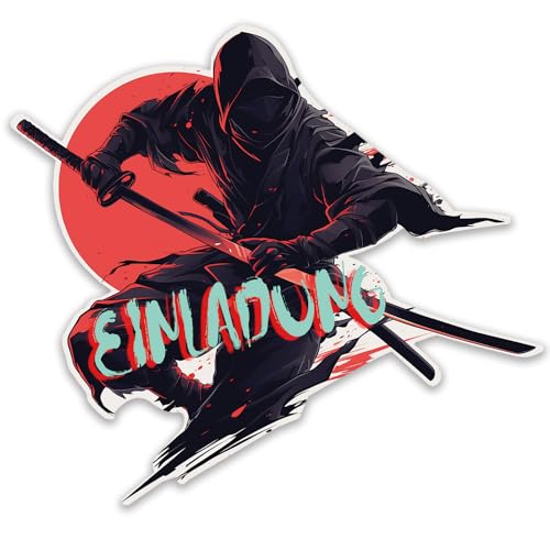 ZELAITE 12 Ninja Einladungskarten Kindergeburtstag für Jungs und Mädchen, Geburtstagseinladungen für Kinder inkl. 12 Briefumschläge, Geburtstagseinladungen,Party deko,Einladung Einschulung (J) von ZELAITE