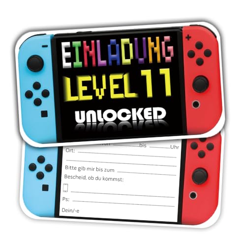 ZELAITE 12x 11. Geburtstag Gaming EINLADUNGSKARTEN KINDERGEBURTSTAG Junge Mädchen, Video Gaming Spiel Einladungskarten, Gaming Geburtstagseinladungen Geburtstagseinladungen Kinder Mädchen Junge (F) von ZELAITE