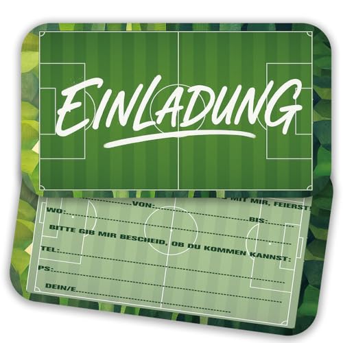 ZELAITE 12x Fußball Einladungskarten zum Kindergeburtstag, Coole Fußball Einladung zum Kinder Geburtstag für Jungen und Mädchen, Witzige Einladungskarte zur Geburtstagsfeier (F) von ZELAITE