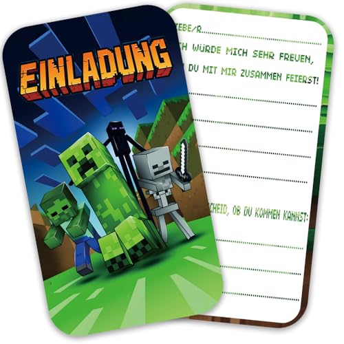 ZELAITE 12x Gaming EINLADUNGSKARTEN KINDERGEBURTSTAG Junge Mädchen, Partyeinladungen, die Gamer PARTY Karten sind die Gamer EINLADUNG für Jungen Mädchen Kinder, inklusive 12 Umschlägen (C) von ZELAITE