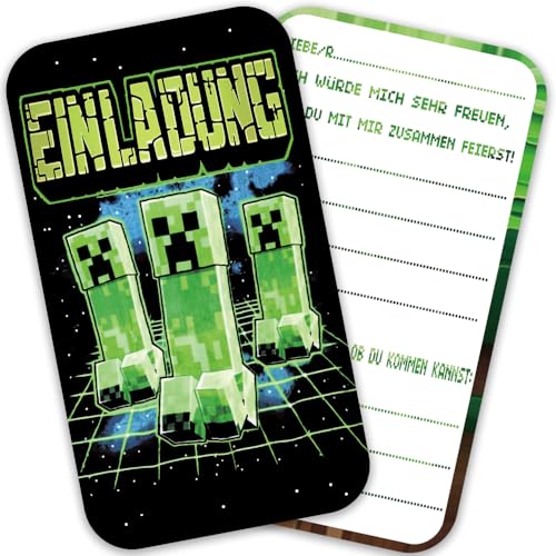 ZELAITE 12x Gaming EINLADUNGSKARTEN KINDERGEBURTSTAG Junge Mädchen, Partyeinladungen, die Gamer PARTY Karten sind die Gamer EINLADUNG für Jungen Mädchen Kinder, inklusive 12 Umschlägen (D) von ZELAITE