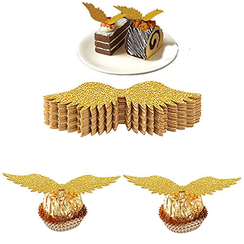 ZELAITE 40 Stück Gold Glitter Flügel Kuchen Dekoration, Gold Flügel Kuchen Deko, Dekoration Hexe aus Schokolade Cupcake Topper Gold glänzend Flügel für Bonbons Kuchen Cupcakes Party Mottoparty (B) ZELAITE 40 Stück Gold Glitter Flügel Kuchen Dekoration, Gold Flügel Kuchen Deko, Dekoration Hexe aus Schokolade Cupcake Topper Gold glänzend Flügel für Bonbons Kuchen Cupcakes Party Mottoparty (B) von ZELAITE