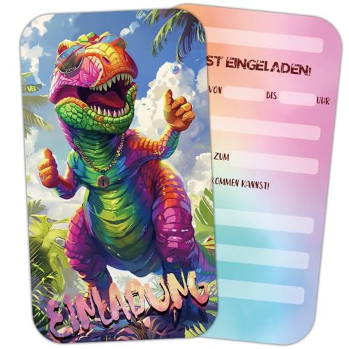 ZELAITE Dino Einladungskarten Kindergeburtstag mit 12 Umschlag, Dinosaurier Geburtstagseinladungen jungen, Dinosaurier Partyeinladungen für Kinder Geburtstag Party Einladung (A) von ZELAITE