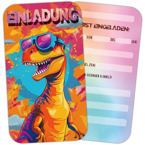 ZELAITE Dino Einladungskarten Kindergeburtstag mit 12 Umschlag, Dinosaurier Geburtstagseinladungen jungen, Dinosaurier Partyeinladungen für Kinder Geburtstag Party Einladung (B) von ZELAITE
