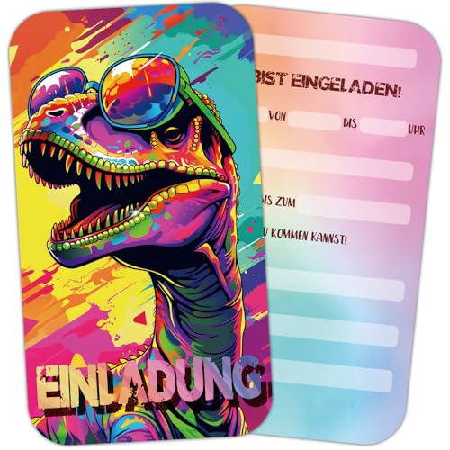 ZELAITE Dino Einladungskarten Kindergeburtstag mit 12 Umschlag, Dinosaurier Geburtstagseinladungen jungen, Dinosaurier Partyeinladungen für Kinder Geburtstag Party Einladung (C) von ZELAITE