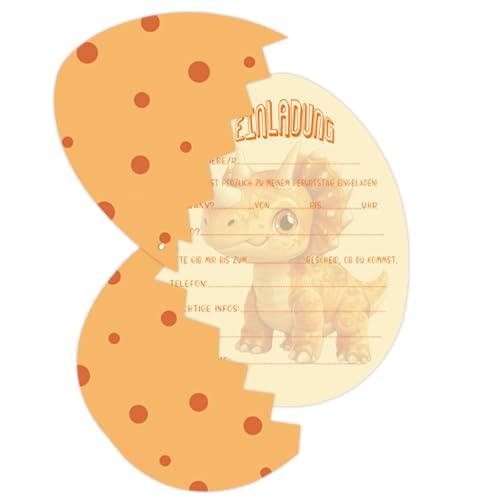ZELAITE Dino Einladungskarten Kindergeburtstag mit 10 Umschlag, Dinosaurier Geburtstagseinladungen jungen, Dinosaurier Partyeinladungen für Kinder Geburtstag Party Einladung (F) von ZELAITE