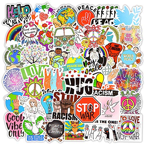 ZELAITE Peace and love Aufkleber Set, 50 Stück Frieden und Liebe Aufkleber, Tier Sticker für Laptop, Skateboard, Computer (F) von ZELAITE