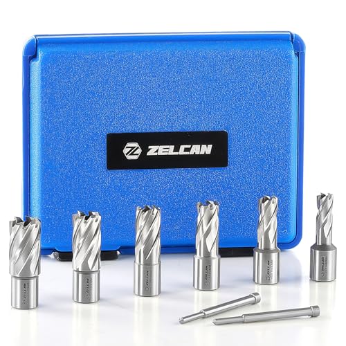ZELCAN Kernbohrer-Satz HSS mit Weldonschaft (3/4") Schnitttiefe 30 mm Beinhaltet 6 Kernbohrer 12, 14, 16, 18, 20, 22 mm und 2 Auswerferstift, 8-teilig von ZELCAN