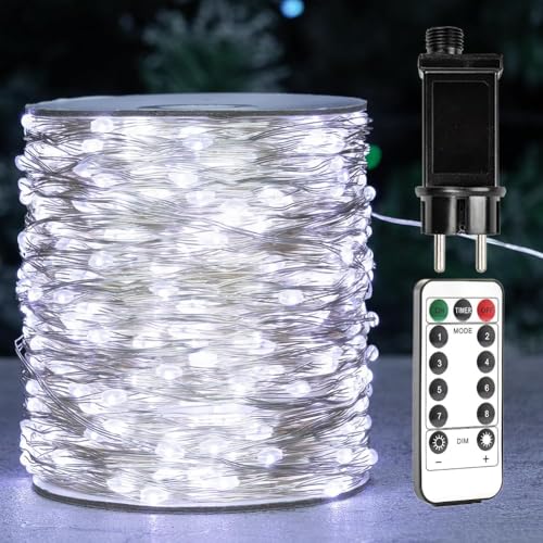 ZELUXDOT 30 m extra lange LED Lichterkette kaltweiß – 300 LEDs auf flexiblem Silberdraht, IP44 wasserdicht, 8 Modi, mit Stecker – Ideal für Hochzeit, Garten, Terrasse, Weihnachten & Outdoor-Deko ZELUXDOT 30 m extra lange LED Lichterkette kaltweiß – 300 LEDs auf flexiblem Silberdraht, IP44 wasserdicht, 8 Modi, mit Stecker – Ideal für Hochzeit, Garten, Terrasse, Weihnachten & Outdoor-Deko von ZELUXDOT
