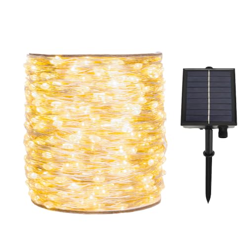 ZELUXDOT Extra lange Solar-Lichterketten für den Außenbereich, 30m, wasserdicht, solarbetriebene Lichterketten, 300 LEDs für Terrasse, Garten, Hinterhof, Baum, Hochzeit, Weihnachten… von ZELUXDOT