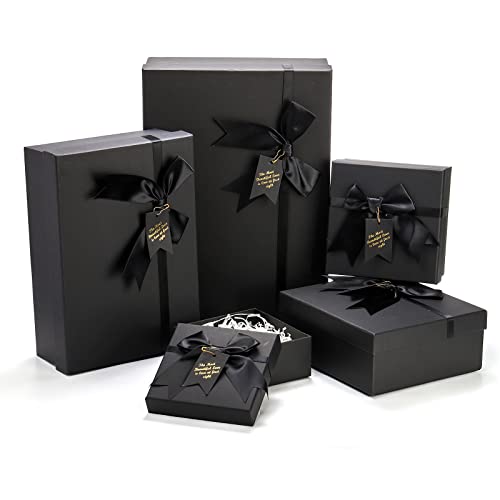ZENFUN 5 Stück Schwarze Verschachtelte Geschenkboxen mit Deckel, 5 Größen, Luxus Verpackungsbox mit Schleife und Etikett, Geschenkpapier für Geburtstag, Feier, Hochzeiten, 34,8 cm bis 13 cm ZENFUN 5 Stück Schwarze Verschachtelte Geschenkboxen mit Deckel, 5 Größen, Luxus Verpackungsbox mit Schleife und Etikett, Geschenkpapier für Geburtstag, Feier, Hochzeiten, 34,8 cm bis 13 cm von ZENFUN