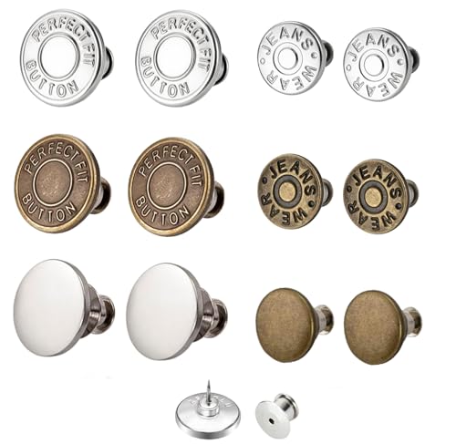 Jeans-Knöpfe aus Metall, 12 Stück, nahtlos, für lose Jeans, Knöpfe als Ersatz für Kleidung (4 Farben) von ZENGLU