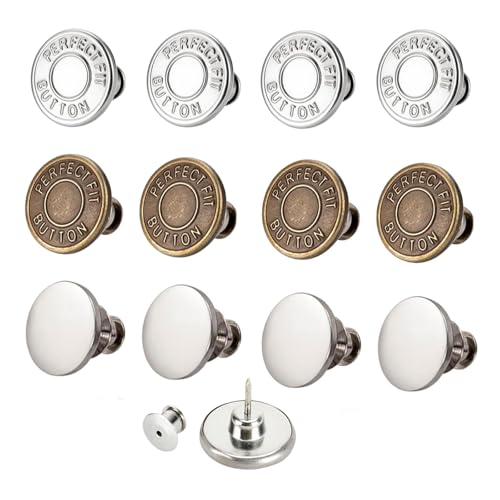 Jeans-Knöpfe aus Metall, 12 Stück, nahtlos, für lose Jeans, Knöpfe für Kleidung, Ersatz (3 Farben) von ZENGLU