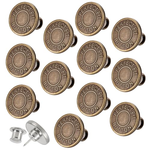 ZENGLU 12 Sets von 17 mm wiederverwendbaren und verstellbaren Metallknöpfen für lockere Jeans, kein Nähen, kein Werkzeug erforderlich ZENGLU 12 Sets von 17 mm wiederverwendbaren und verstellbaren Metallknöpfen für lockere Jeans, kein Nähen, kein Werkzeug erforderlich von ZENGLU