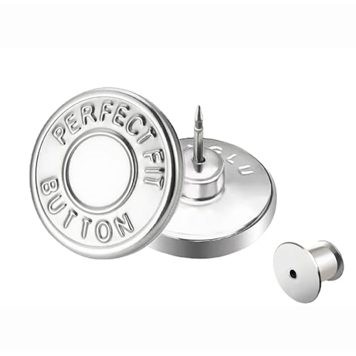 ZENGLU 20 mm Metall-Jeansknöpfe, Ersatzknöpfe, 12 Stück, ohne Nähen, für Jeans, Jackenknöpfe, Ersatz (20 mm, silberfarben) von ZENGLU