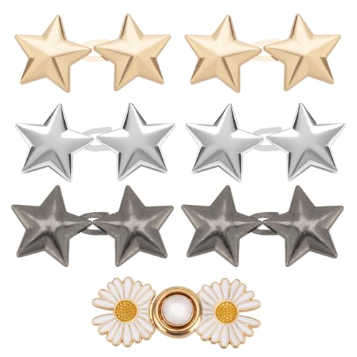 ZENGLU Verstellbare Taillenclips, Taillenknopfnadeln für Hosen mit Sternen und Gänseblümchen, Taillenspanner für Jeans, Knopfspanner für Jeans, 7 Sets ZENGLU Verstellbare Taillenclips, Taillenknopfnadeln für Hosen mit Sternen und Gänseblümchen, Taillenspanner für Jeans, Knopfspanner für Jeans, 7 Sets von ZENGLU