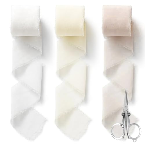 Band 4 cm x 5 m Geschenkband Hochzeit Chiffonband Stoffband Dekoband Taufe Festbänder Chiffonband für Hochzeitseinladungen Brautsträuße Geschenke DIY Verpackung (Dreifarbig) von ZENGSING