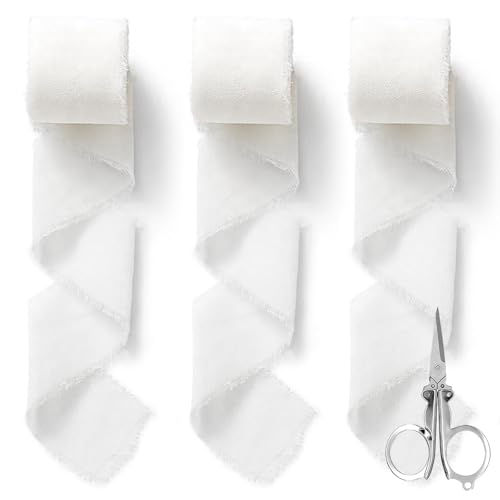 Band 4 cm x 5 m Geschenkband Hochzeit Chiffonband Stoffband Dekoband Taufe Festbänder Chiffonband für Hochzeitseinladungen Brautsträuße Geschenke DIY Verpackung (Weiß) von ZENGSING